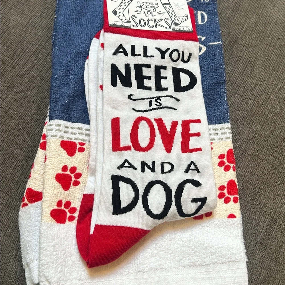 Bundle Dog lover Bundle Tea towel and socks
